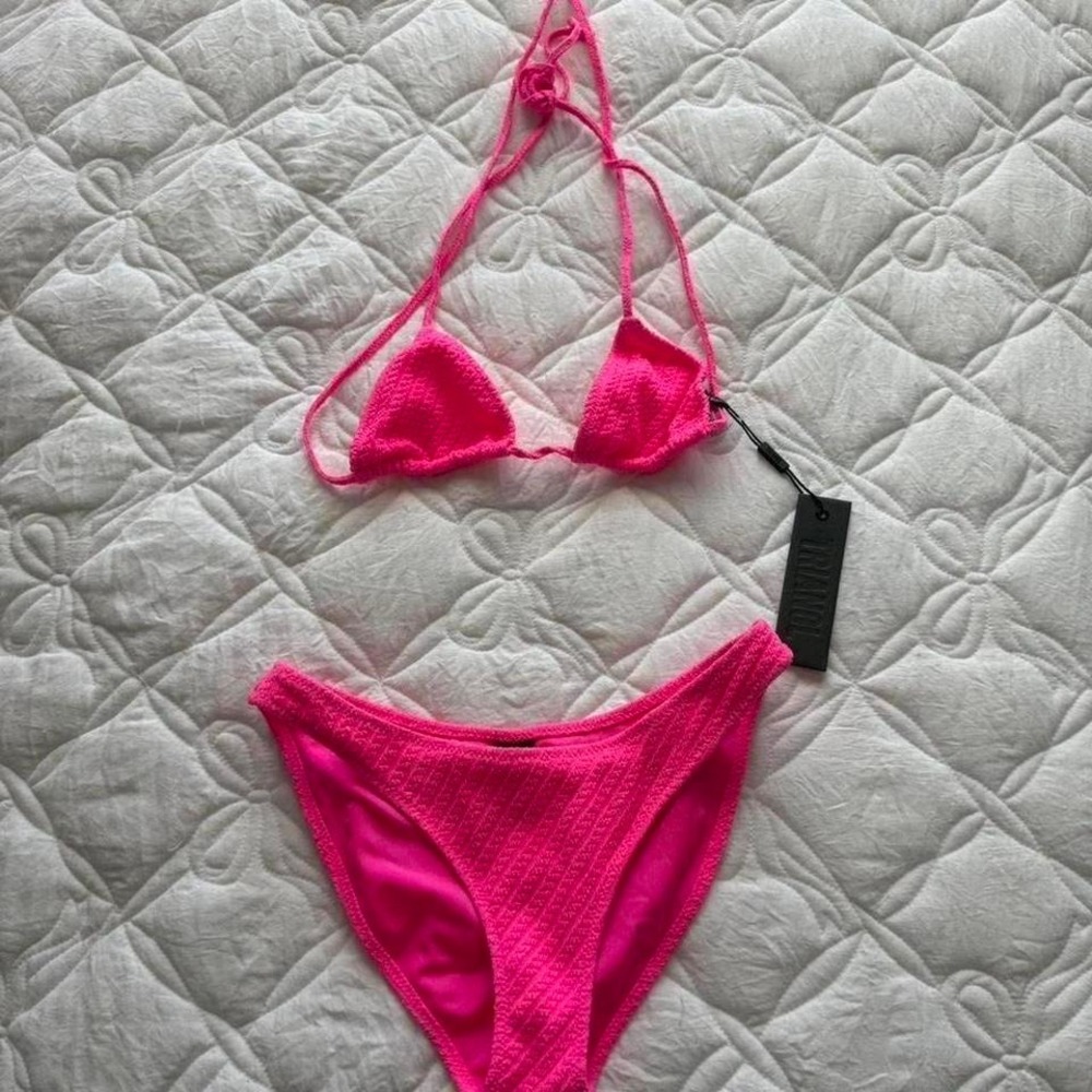 hot pink triangl bikini set